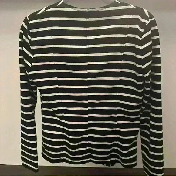 Charming Charlie Women's Black & White Striped Jacket W/Sailor Buttons - Picture 4 of 8